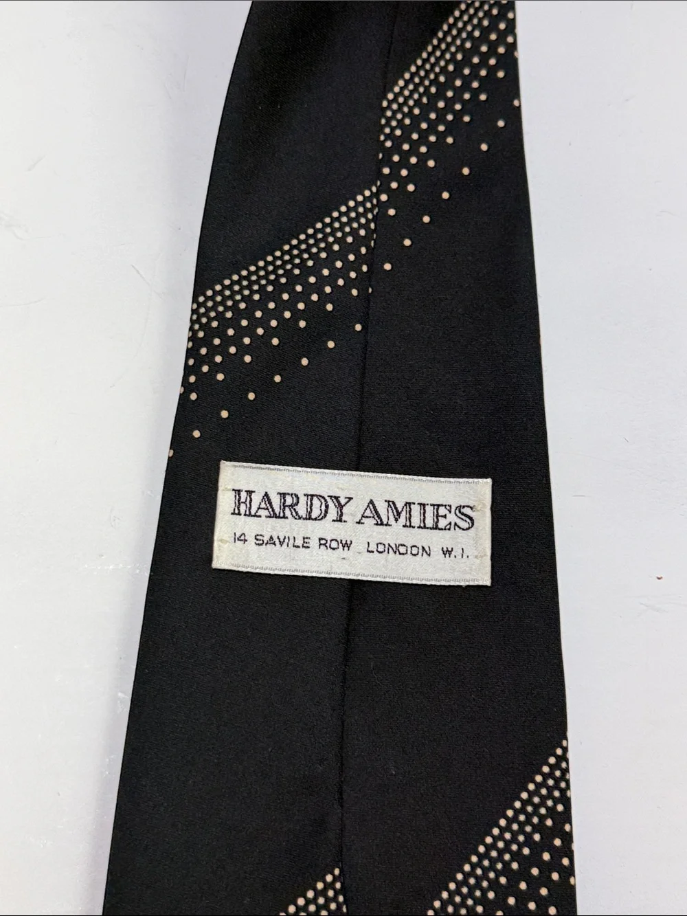 Hardy Amies Men's Black vintage Equestrian Print Tie Made in London England